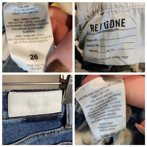REDONE Ankle Crop Jeans Dusk Destroy Button Fly Womens Size 26 (2) - Picture 4 of 15